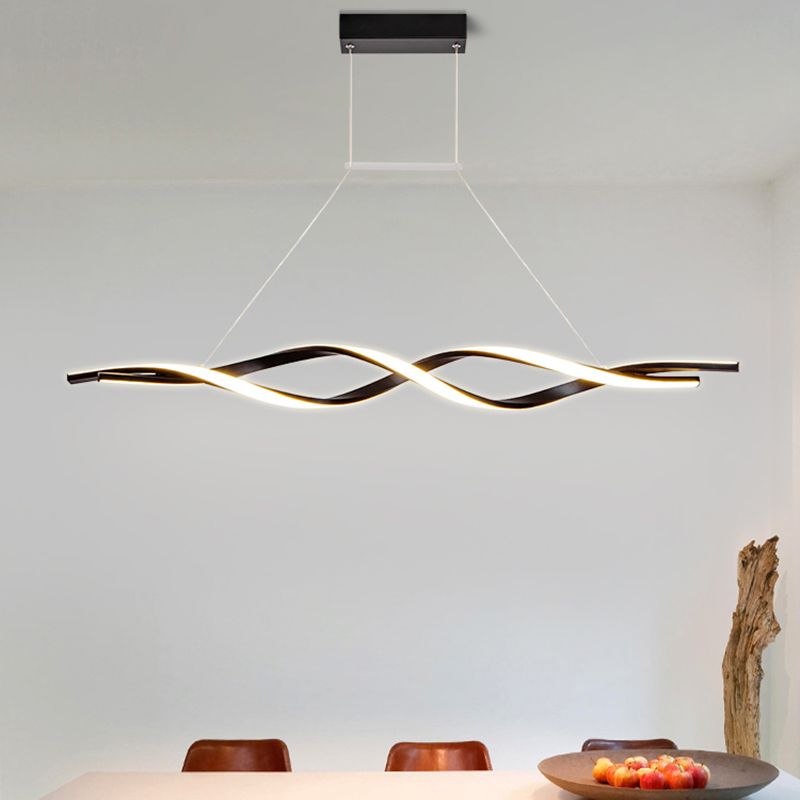 Modern Linear Chandelier Lights LED Island Pendant Lighting for Living Room Dining Room