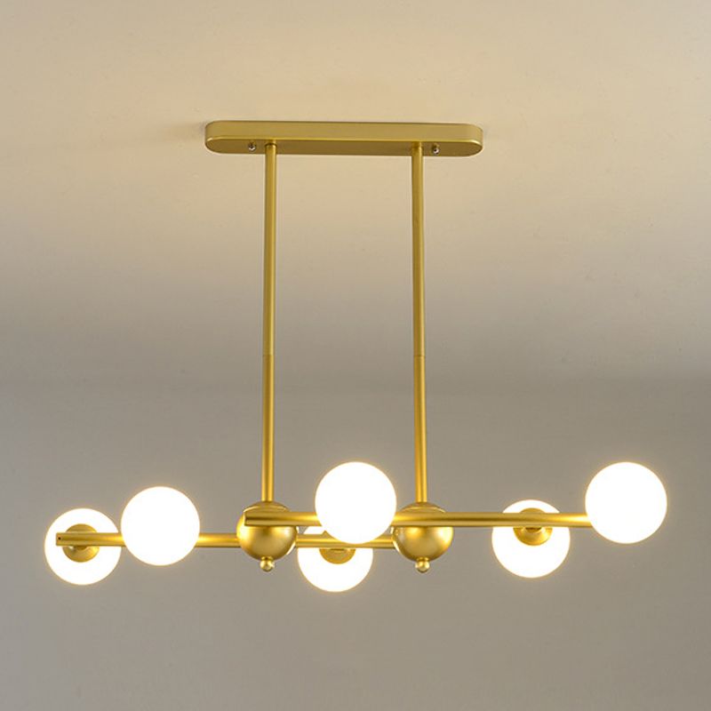 Glass Shade Island Light Fixture Contemporary Gold Suspension Light for Dining Room