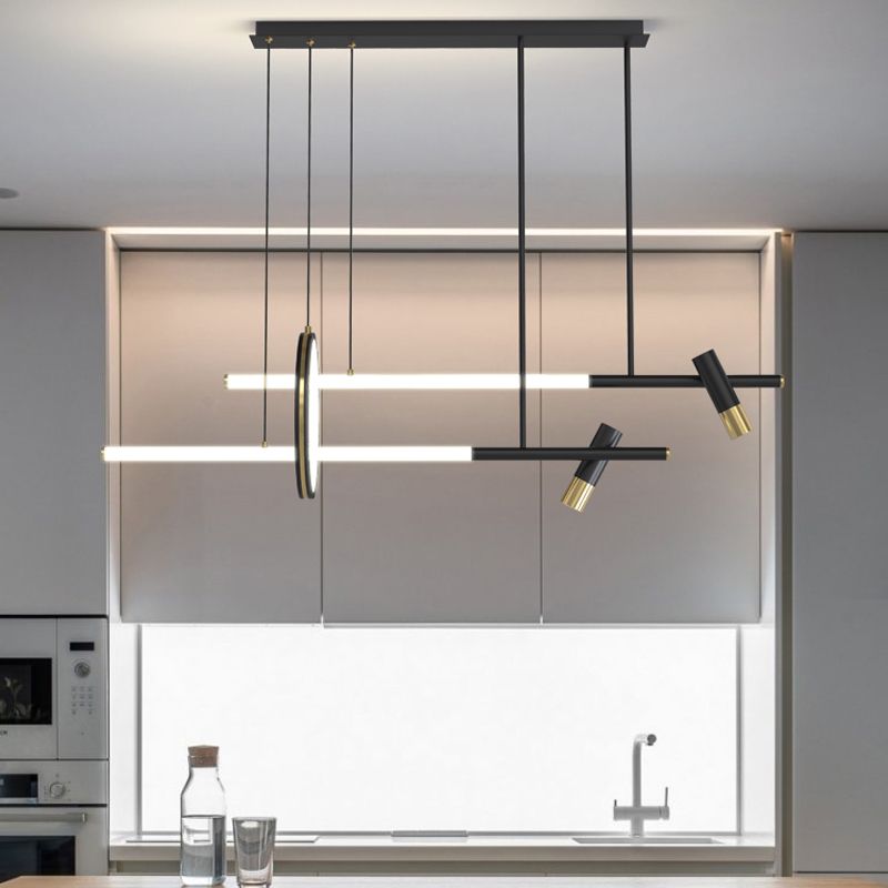 Luces colgantes de la isla de metal de la isla de geometría de estilo moderno