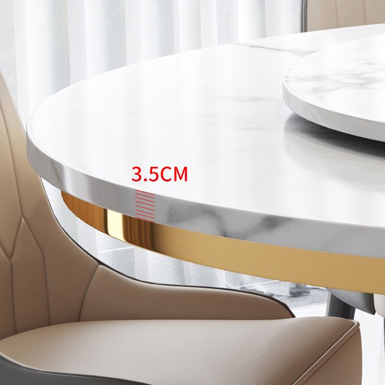 Metal Traditional Luxury Round Table Marble Top Table with Storage