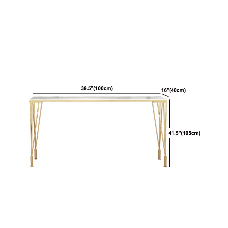 Indoor Rectangle Cocktail Bar Table White Marble and Metal Bistro Bar Table