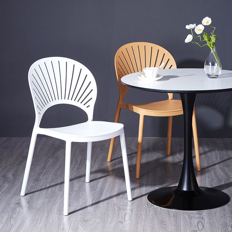 Modern Plastic Chair Open Back Dining Side Furniture in Matte Finish