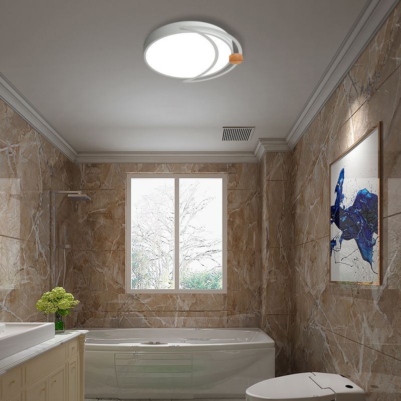Maan Eclipse Slaapkamer Flush Mount Acryl Nordic LED dicht bij plafondverlichting in grijs/wit/groen met hout