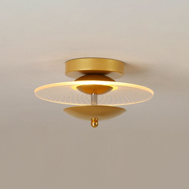 Runde Acryl halb Flush Light Contemporary Black/Gold Finish LED -Deckenbeleuchtung in warmem/weißem Licht für Korridor