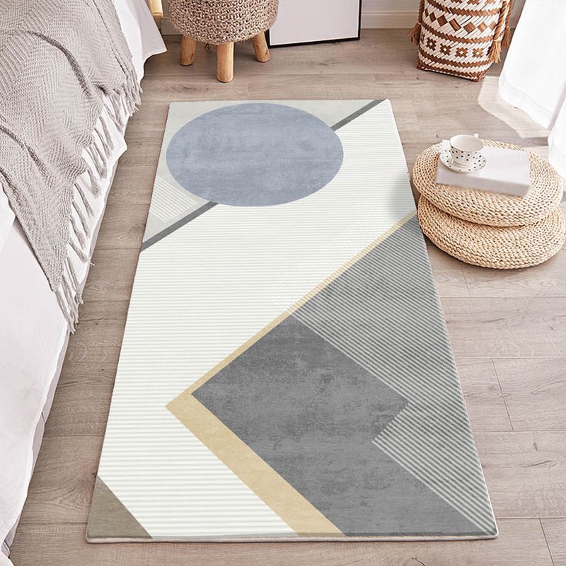 Beige Kids Carpet Polyester Semicircle Carpet Washable Carpet for Bedroom