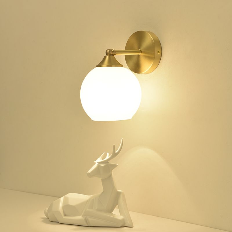 Modern Simple Style Geometric Shade Wall Sconce Metal and Glass 1 Light Sconces in Gold Finish