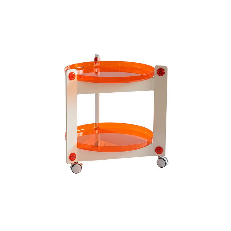 Modern Acrylic Round Side Table with Casters Tray Top 2 - Tier End Table Set