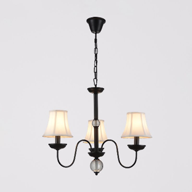 Wit 3/5/6 Lichten Kroonluchter Lichtlijn Traditionele stof taps toelopende hanglamp