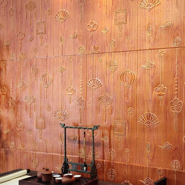 Contemporary Wall Panels Peel and Stick Waterproof Cartoon 3D Print Wall Paneling