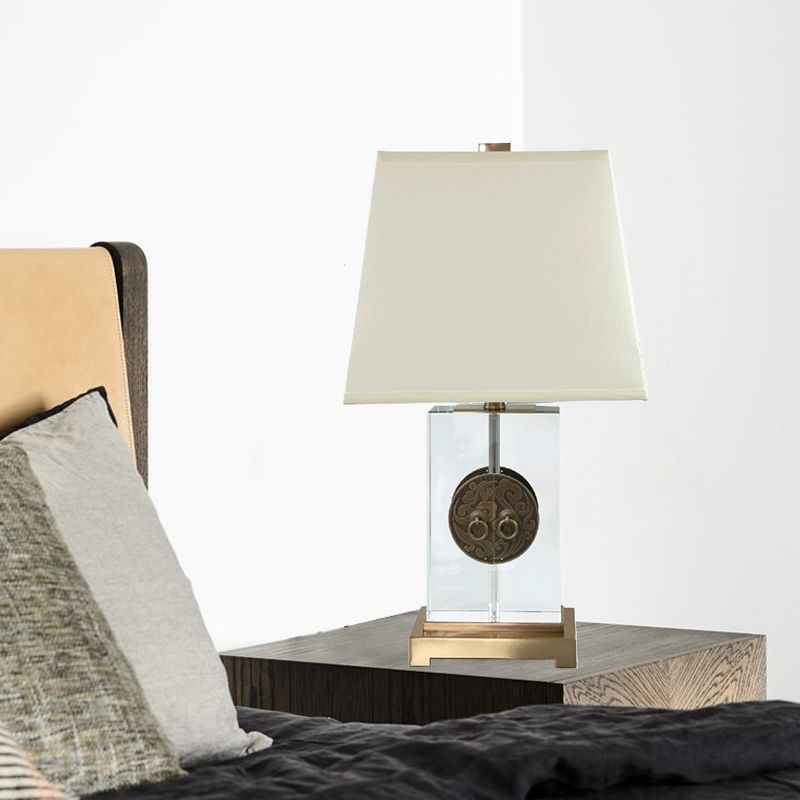 Scrivania in tessuto rettangolare luce modernista cristallo chiaro 1 lampada da tavolo notturna in oro