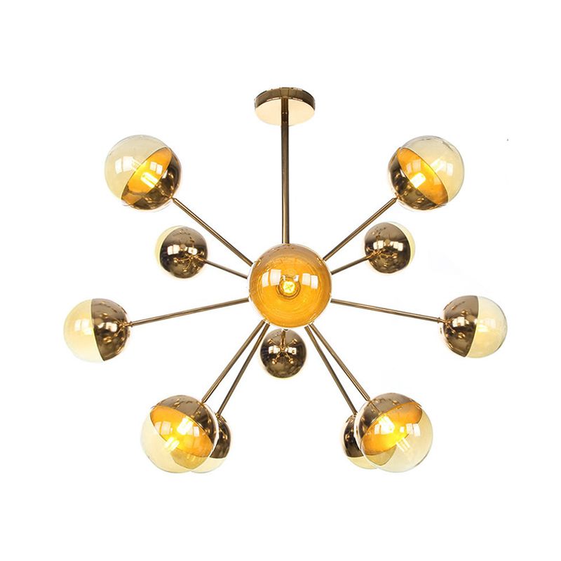 Semi-encastré Globe pour salle à manger, verre blanc/transparent/gris fumée, 9/12/15 lumières, luminaire semi-encastré contemporain en cuivre/chrome/or