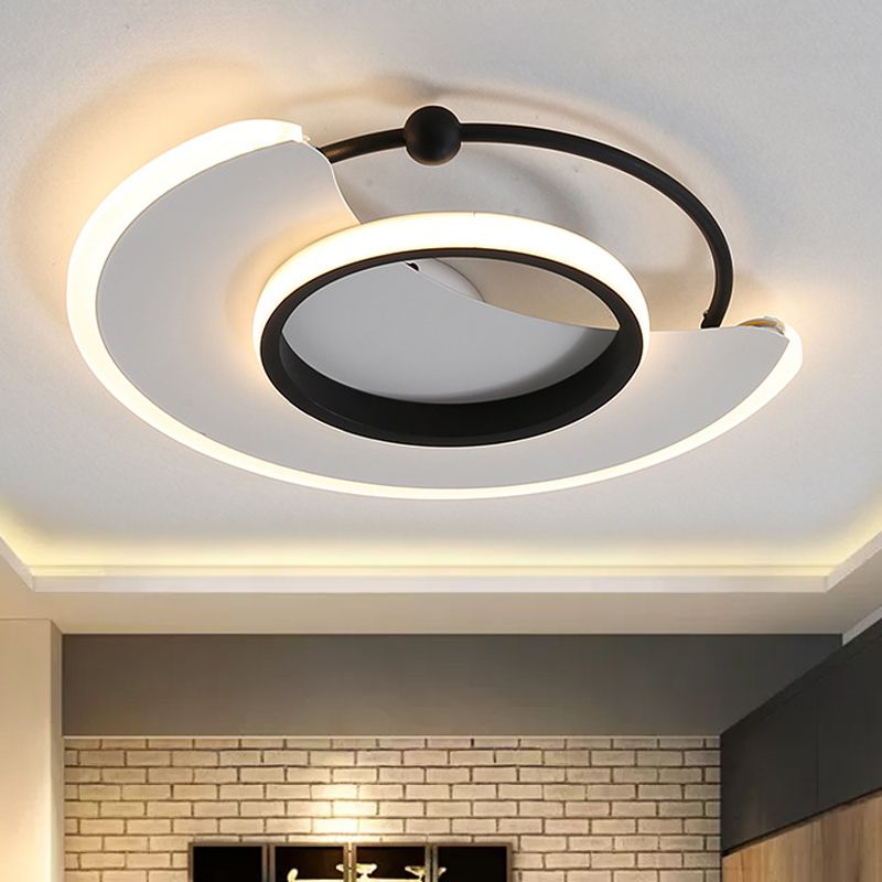 White Moon Shaped Flushmount Modern LED Acrylic Ceiling Flush Mount Light for Bedroom