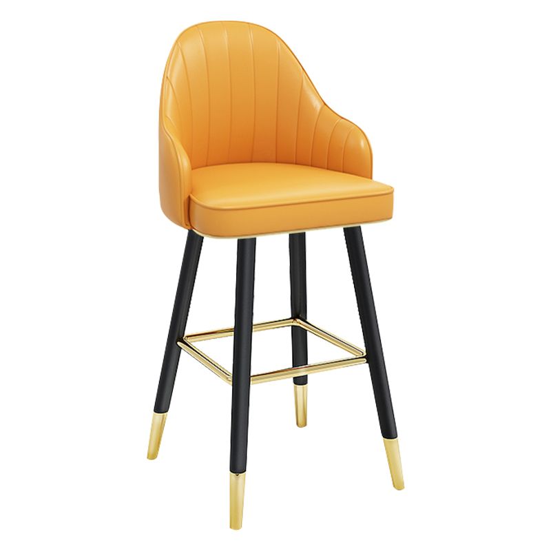 Modern Armless Backrest Counter Stool Steel Household Bar Stool with Pedal and Cushion