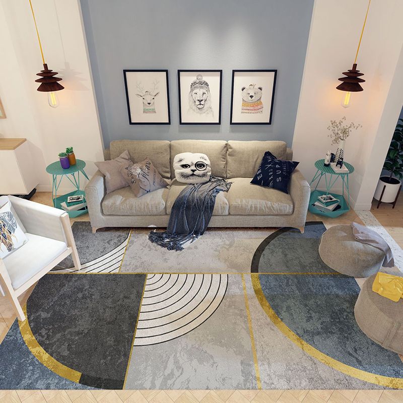 Trendy Home Decor Rug Multi-Color Geometric Area Carpet Polypropylene Anti-Slip Pet Friendly Rug