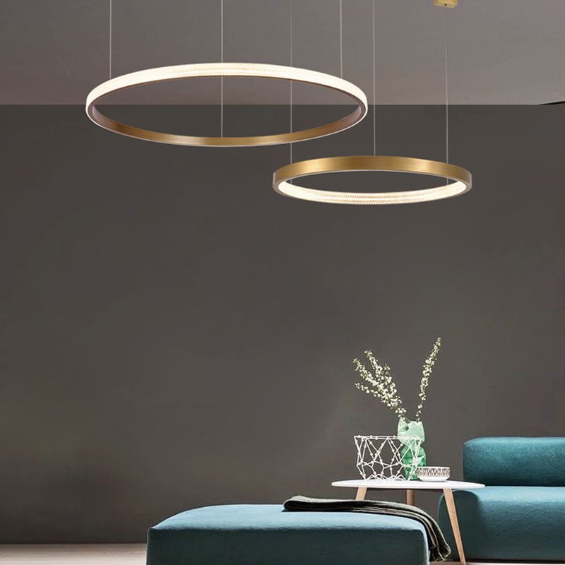 Circle Shade Metal Chandelier Lights Modern Chandelier Lighting Fixtures in Gold