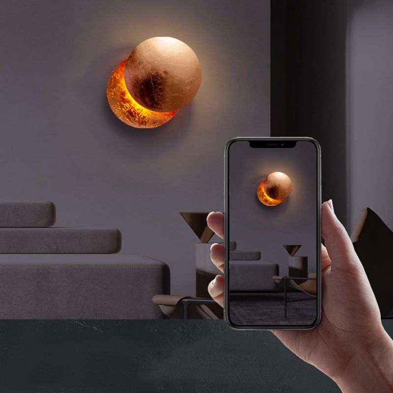 Estilo nórdico Rotable Solar Eclipse Splipse Splipe Metal Metal Redone Red Red Cull Moon Lámpara de montaje para dormitorio para dormitorio