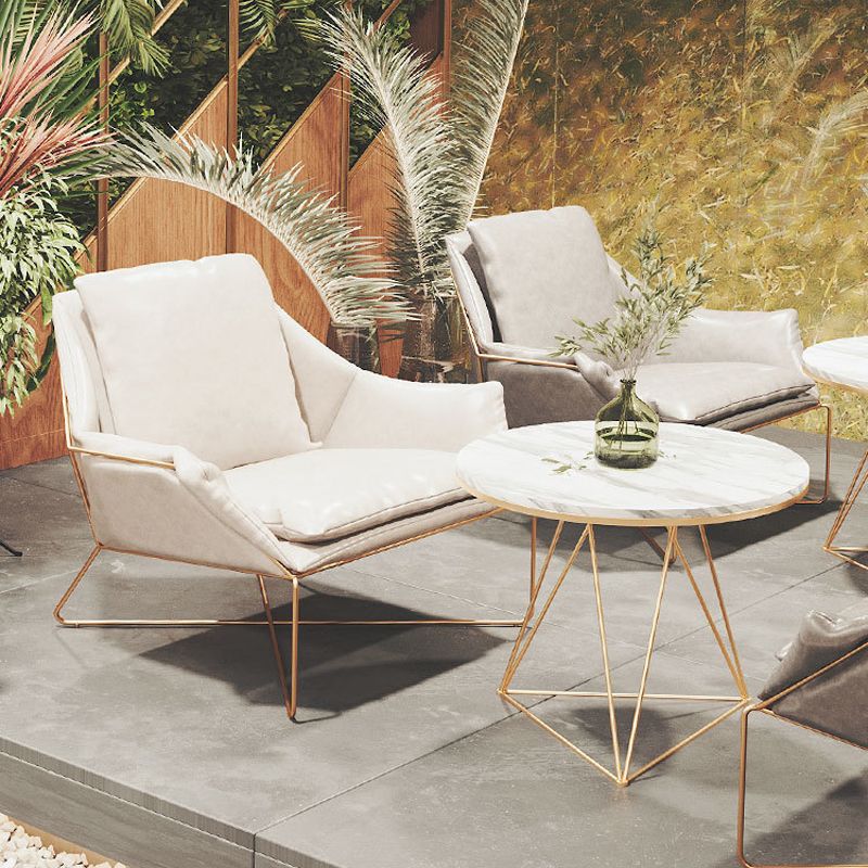 27.56" Wide Scandinavian Style Accent Armchair Cross Metal Frame Arm Chair