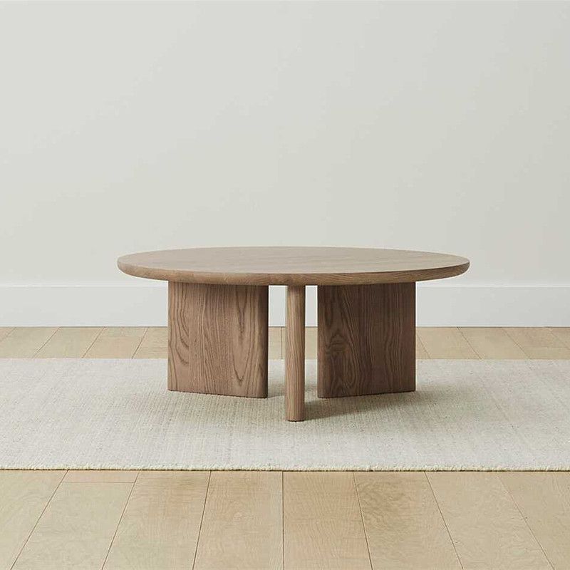 Contemporary Solid Wood Coffee Table Round Abstract Coffee Cocktail Table