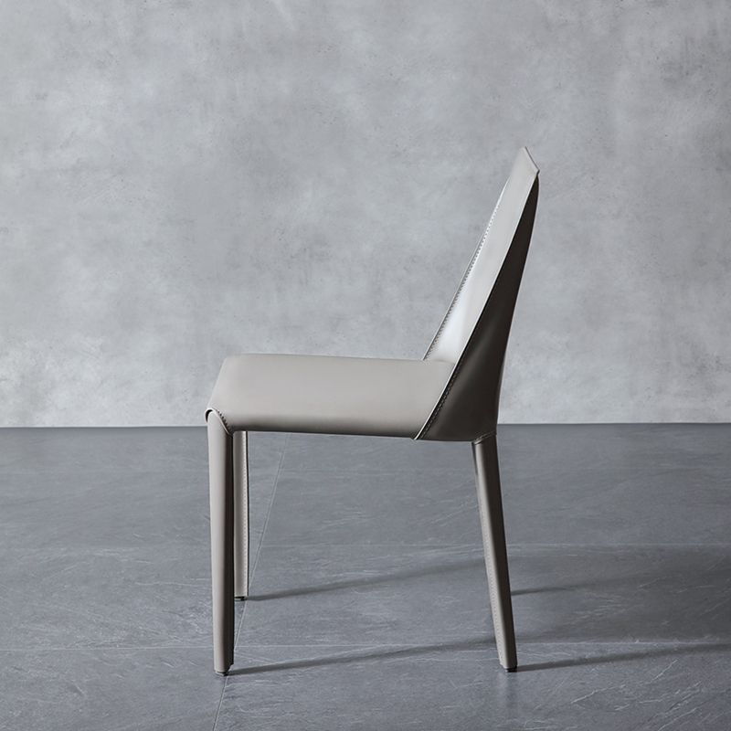 Contemporary Leather Dining Side Chairs Armless Solid Back Chair
