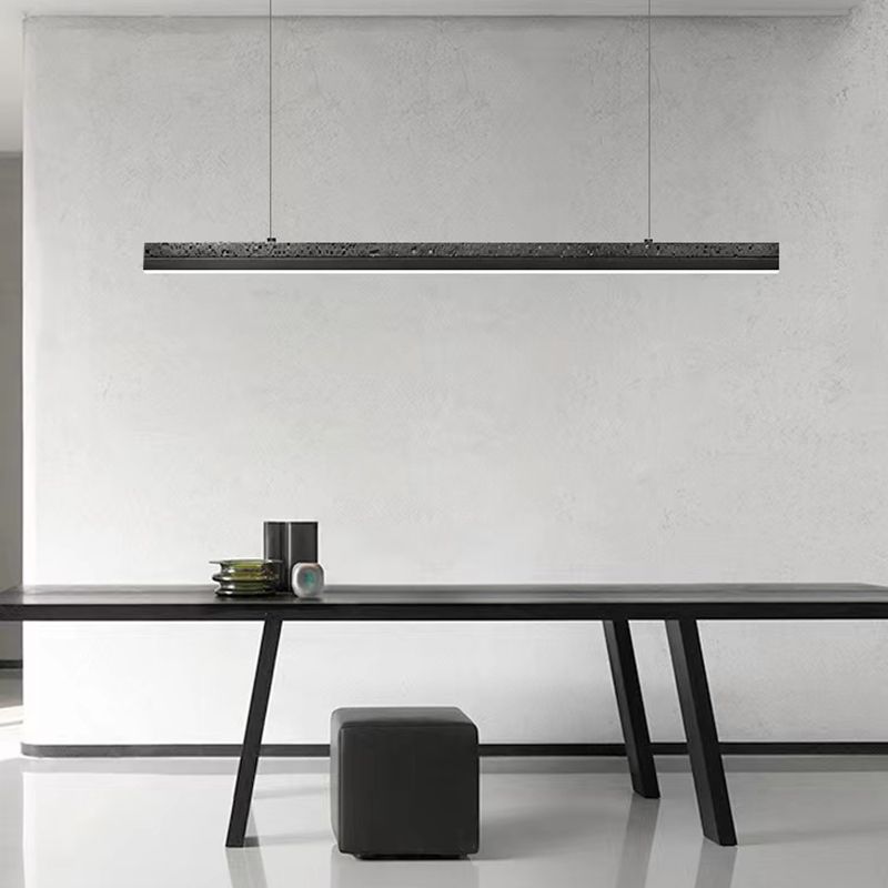 Minimalism LED Hanging Light Linear Island Light Fixture in Black for Dining Room