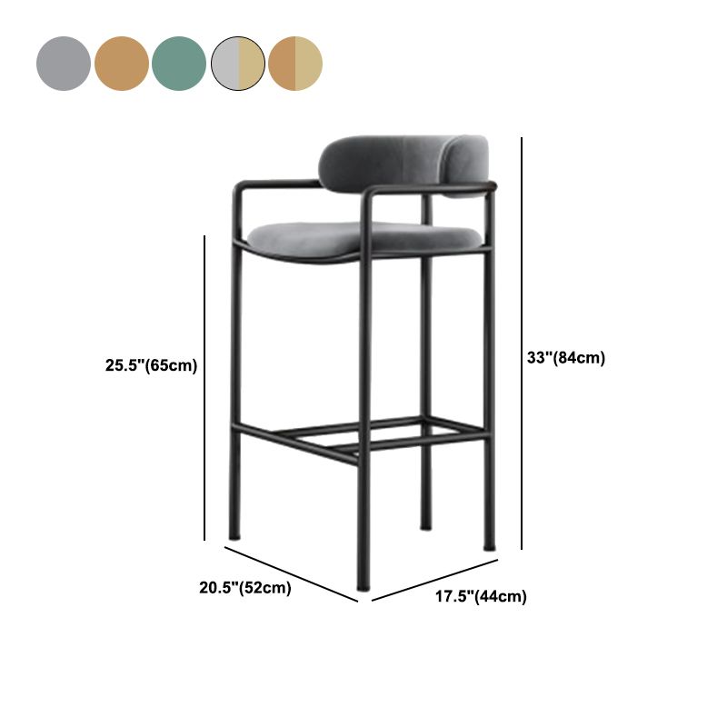 Industrial Upholstered Counter Stool Arm Low Back Bar Chair with Metal Legs