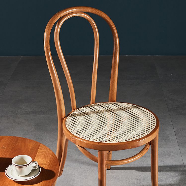 Silla sin brazos de comedor de madera tradicional, silla lateral de comedor individual con respaldo abierto para uso doméstico