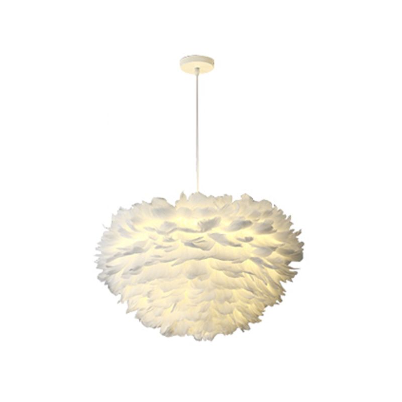 Nordic White Chandelier Feather Geometric Chandelier Pendant for Living Room