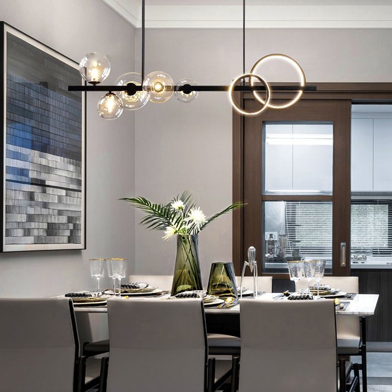 Lámpara de araña de comedor nórdico comedor moderno tono de vidrio lámpara colgante