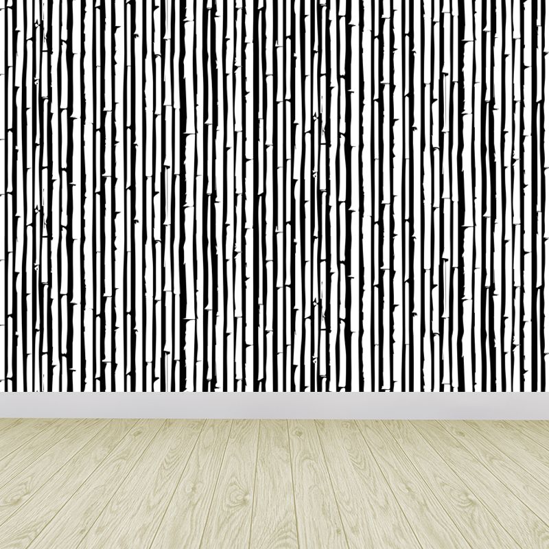 Stain-Proof Bamboo Wall Mural Non-Woven Textured Botany Wall Decor for Guest Room