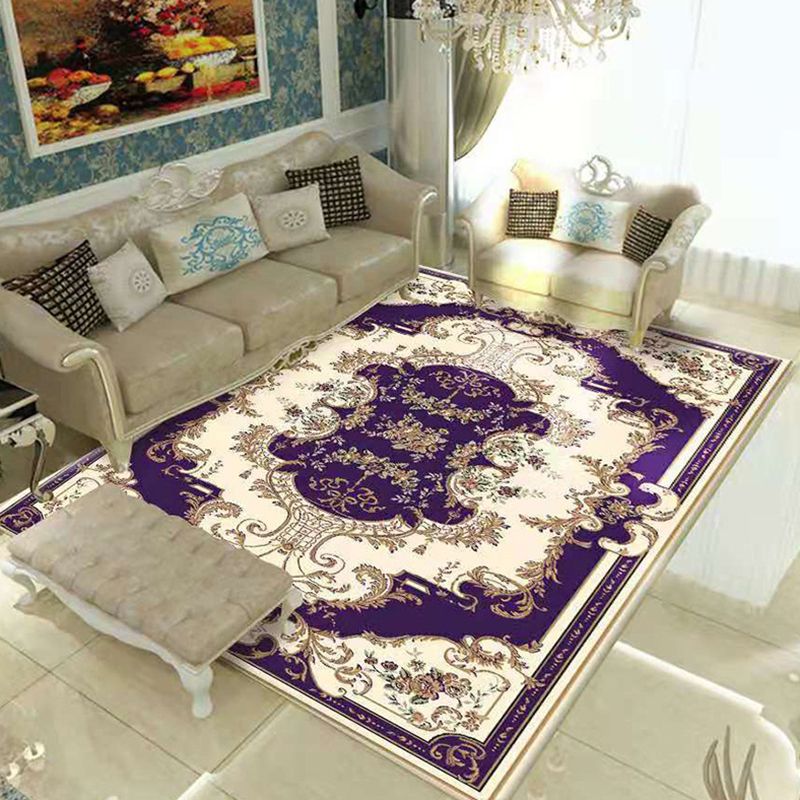Mehrfarbiger Vintage-Teppich, Polyester-Blumenteppich, rutschfeste Rückseite, Innenteppich für Wohnzimmer