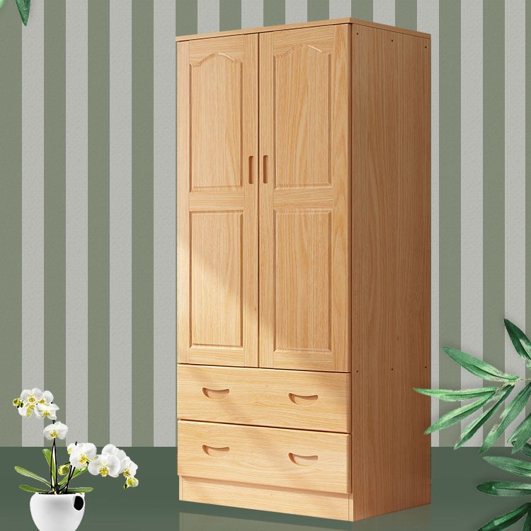 Modern Natural Solid Wood Wardrobe Freestanding Wardrobe with Self Close Drawers