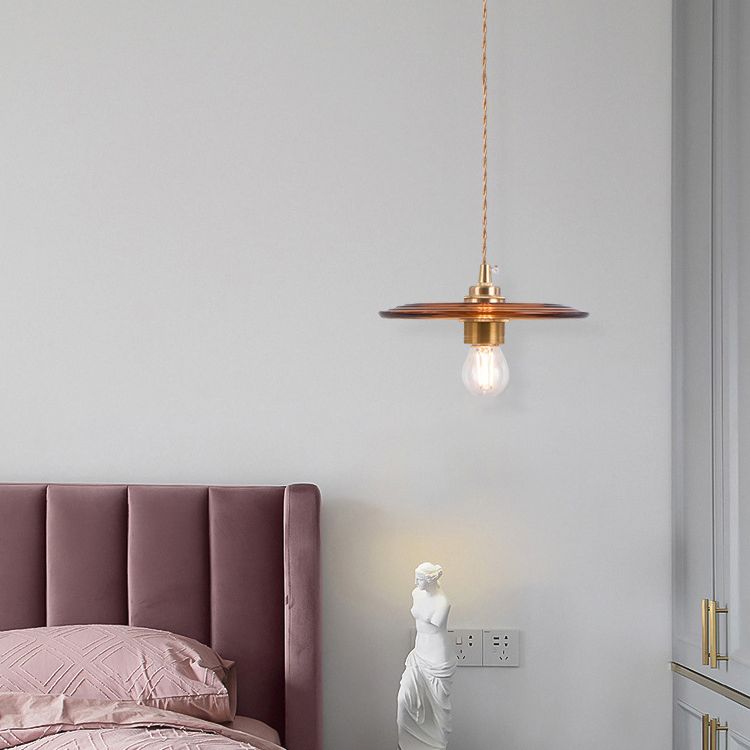 Retro Minimalist 1 Light Pendant Lamp Lens Glass Shade Pendant Light Fixture for Living Room