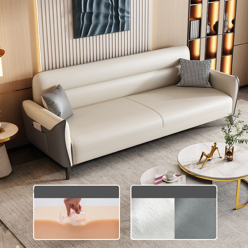 32.3" H 3-seater Faux Leather Square Arm Sofa for Living Room with storage