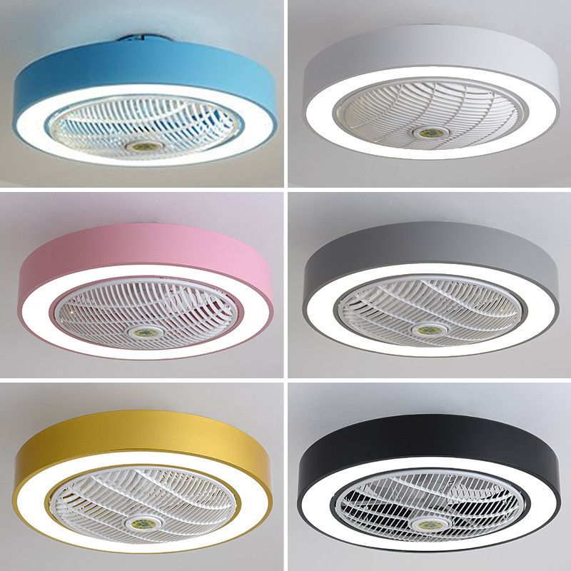 21,5 "W Nordic Round Deckenleuter Leuchte Metall Kinder Schlafzimmer LED LED -LED -Licht mit Fernbedienung