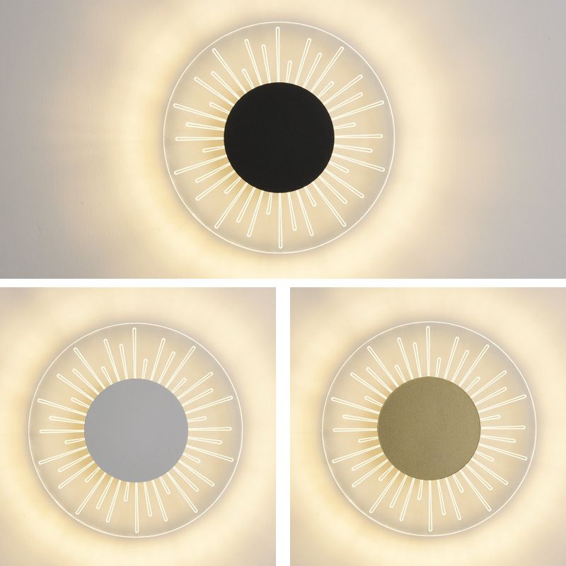 1 Light Round Wall Mounted Lamps Modern Style Metal Wall Sconces
