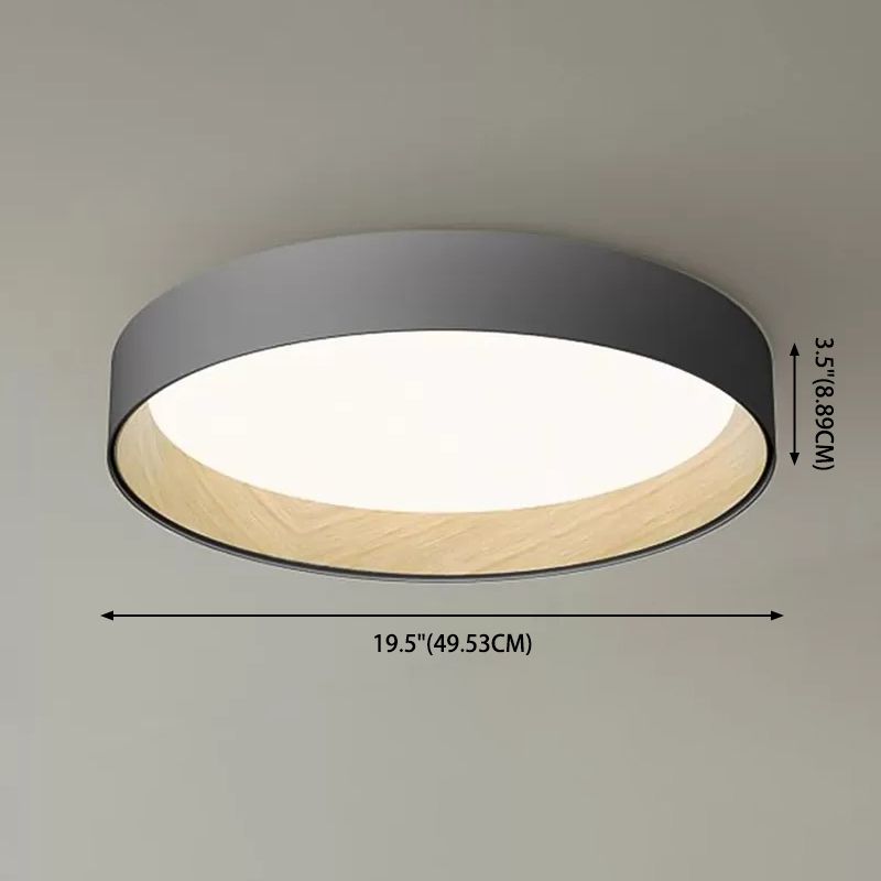 Lámpara empotrada de grano de madera nórdica, lámpara de techo de metal minimalista para sala de estudio en gris
