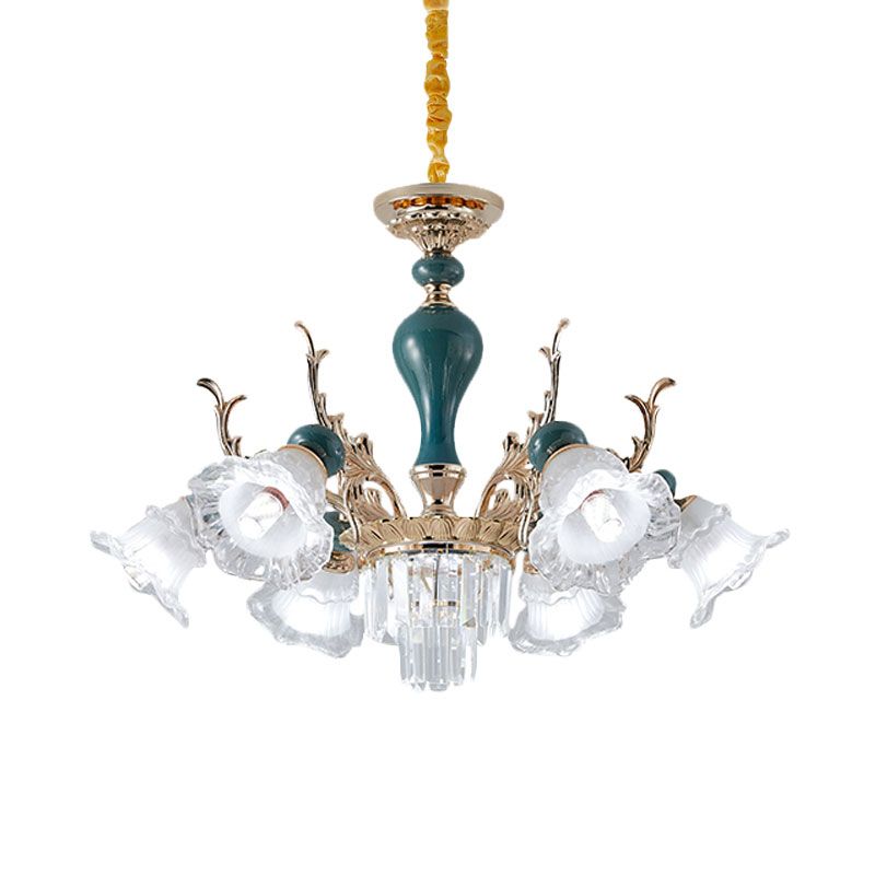 Bloom Opal-White Glass Down Hanging Chandelier Classic 6 Heads Living Room Hanglamp plafondlicht in groen