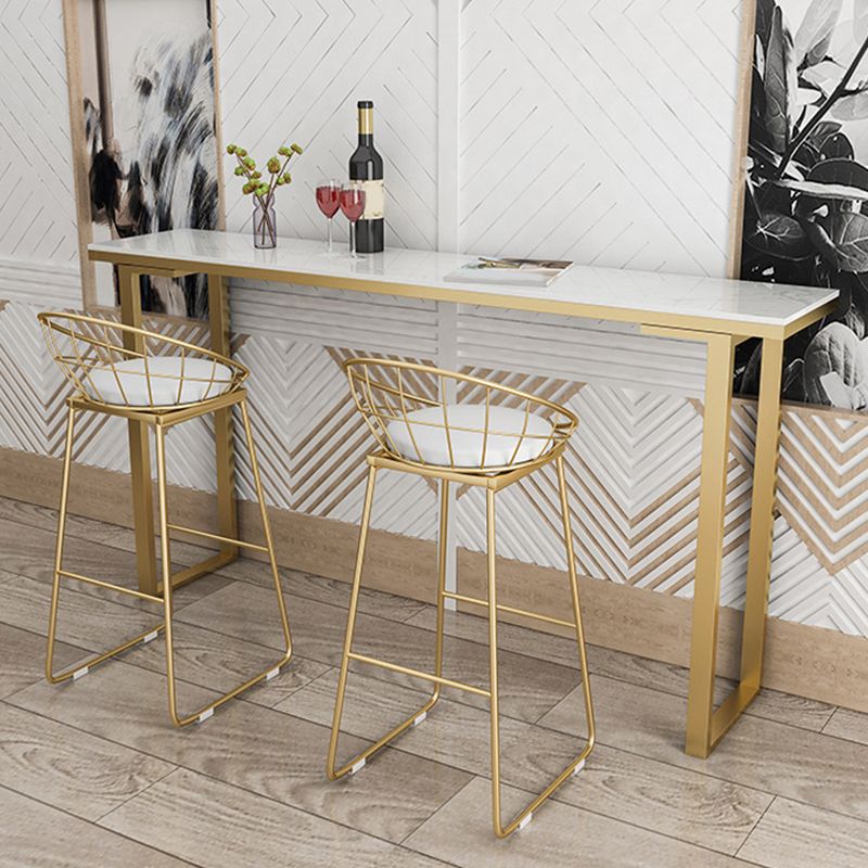 Faux Marble Table Modern Style Bistro Bar Table with Sled Base