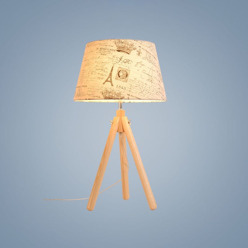 1 tête de salle à manger lampe de bureau gris / blanc / lin de table de lin moderne avec une large teinte en tissu poussée