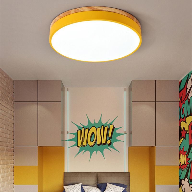 Plafonnier encastré à 1 lumière à abat-jour rond, de style simple et moderne
