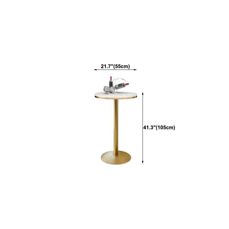 Glam Pedestal Bar Dining Table Faux Marble Cocktail Bar Table with Metal Base