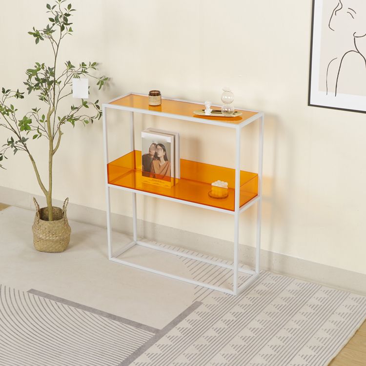 Open Scandinavian Etagere Bookshelf with White Iron Frame Acrylic Shelf