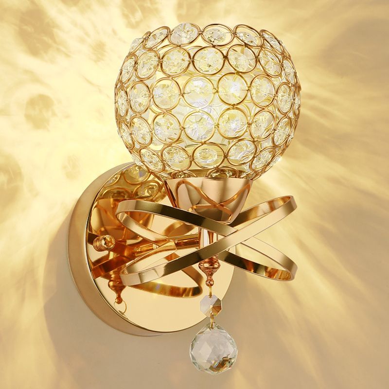 1 Light Ball Wall Lighting Fixtures Modern Style Crystal Wall Mounted Lamps