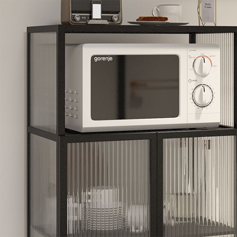 Contemporary Curio Cabinet Metal Glass Doors Display Stand for Dining Room