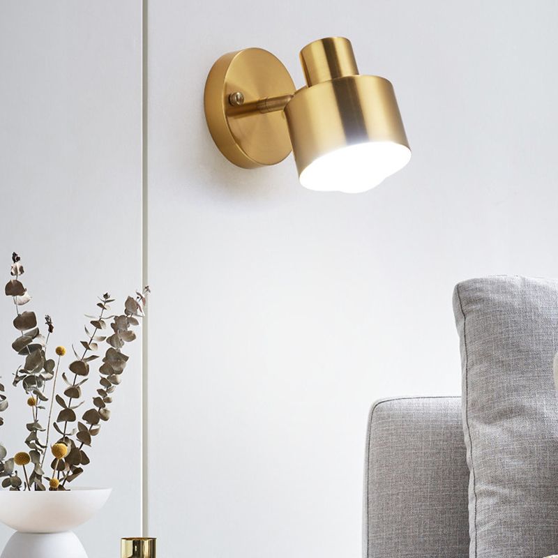 Modern Style Cylinder Sconce Light Fixtures Metal 1 Light Wall Mounted Lamps in Gold