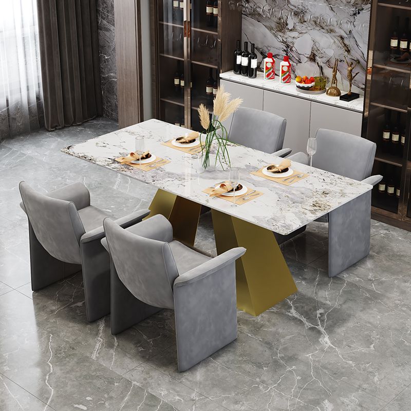 Nordic 1/5 Pieces Dining Set Rectangle Stone Dining Table for Kitchen Dining Room