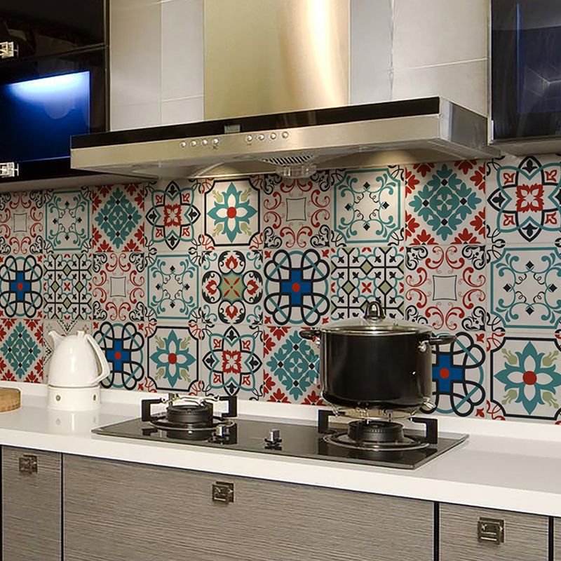 Mosaic Tiles Wallpaper Panel Set Peel and Paste Bohemian Bathroom Wall Decor, 3.5' L x 23.5" W