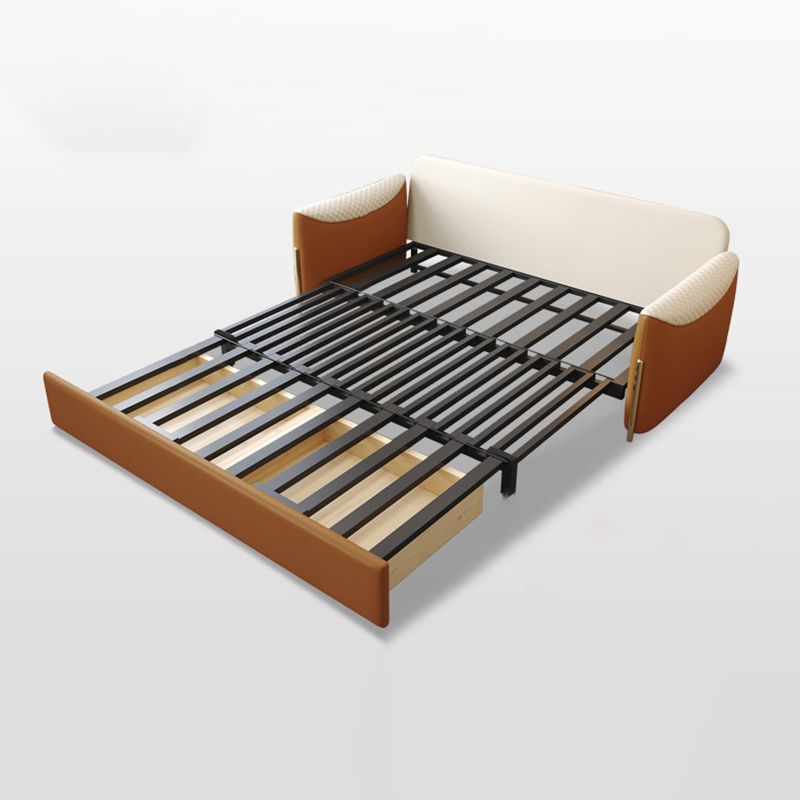 Square Arm Contemporary Faux Leather Stain Resistant Bed Sofa Couch with Pillows