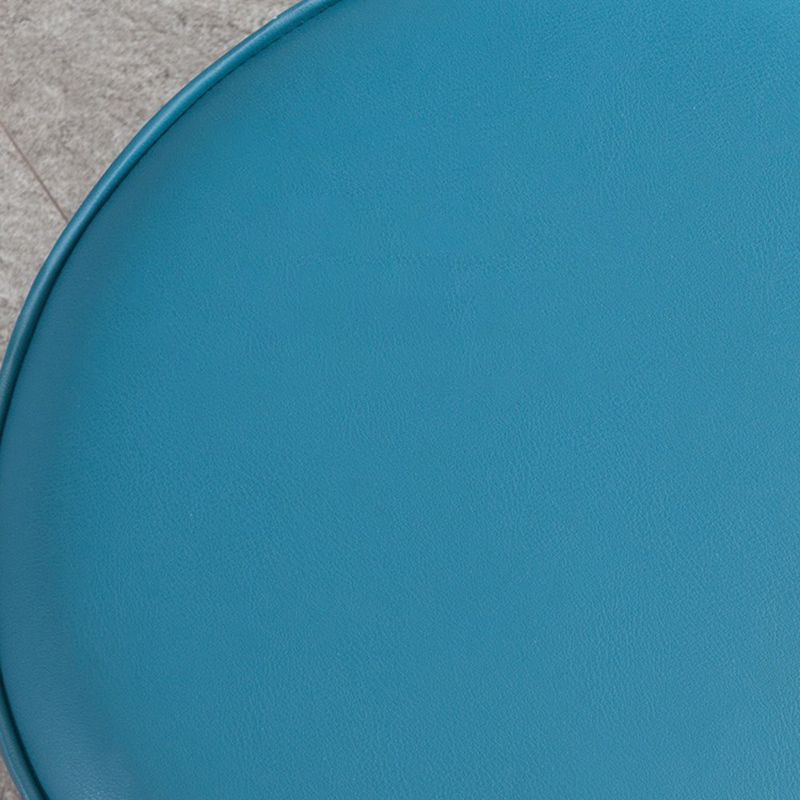 Contemporary Pouf Ottoman Genuine Leather Upholstered Solid Color Cylinder Shape Ottoman