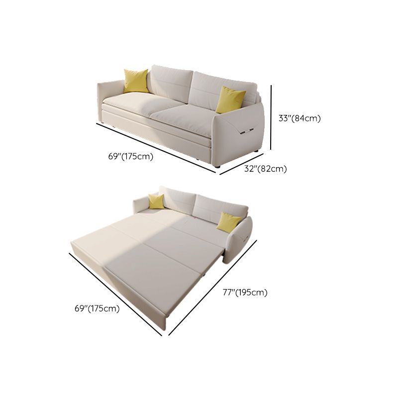 Glam Wooden Futon with Mattress Futon Sofa Bed Square Arms Sleeper Sofa